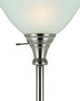 71" Nickel Torchiere Floor Lamp With Clear Frosted Glass Dome Shade