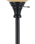 71" Bronze Torchiere Floor Lamp With Beige Frosted Glass Dome Shade
