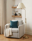 68" Bronze Adjustable Traditional Shaped Floor Lamp With Beige Empire Shade