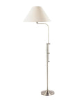 68" Nickel Adjustable Floor Lamp With White Fabric Empire Shade