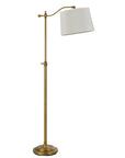 63" Bronze Adjustable Height Swing Arm Floor Lamp With White Fabric Shade