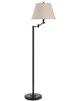 60" Bronze Swing Arm Floor Lamp With Beige Fabric Empire Shade
