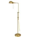 58" Brass Adjustable Floor Lamp With Bronze Dome Shade