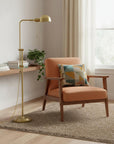 58" Brass Adjustable Floor Lamp With Bronze Dome Shade