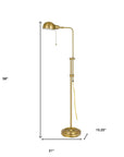 58" Brass Adjustable Floor Lamp With Bronze Dome Shade