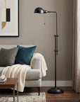 58" Bronze Adjustable Traditional Shaped Floor Lamp With Bronze Dome Shade