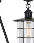 60" Antiqued Bronze Lantern Style Floor Lamp With Glass and Metal Shade