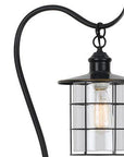 60" Antiqued Bronze Lantern Style Floor Lamp With Glass and Metal Shade