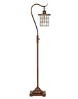 60" Rusted Traditional Shaped Floor Lamp With Rust Transparent Glass Drum Shade