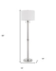 60" Chrome Two Light Traditional Shaped Floor Lamp With White Rectangular Shade