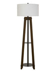 65" Brown Tripod Floor Lamp With White Rectangular Shade