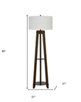 65" Brown Tripod Floor Lamp With White Rectangular Shade