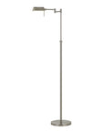 61" Nickel Metal Adjustable Swing Arm Floor Lamp With Gray Shade
