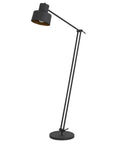 65" Black Adjustable Traditional Shaped Floor Lamp With Black Dome Shade