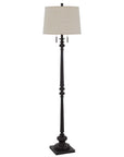 63" Rust Two Light Floor Lamp With Beige Fabric Square Shade