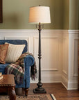63" Rust Two Light Floor Lamp With Beige Fabric Square Shade