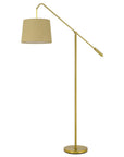 68" Brass Adjustable Traditional Shaped Floor Lamp With Antiqued Brass Drum Shade