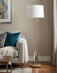 61" Chrome Traditional Shaped Floor Lamp With White Square Shade