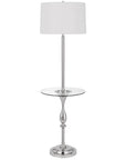 61" Chrome Tray Table Floor Lamp With White Transparent Glass Square Shade