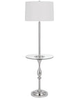 61" Chrome Tray Table Floor Lamp With White Transparent Glass Square Shade