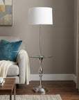 61" Chrome Tray Table Floor Lamp With White Transparent Glass Square Shade