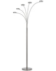82" Nickel Five Light Led Arc Floor Lamp