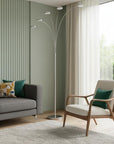 82" Nickel Five Light Led Arc Floor Lamp