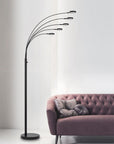 82" Bronze Five Light Led Arc Floor Lamp