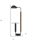63" Brown Tray Table Floor Lamp With Bronze Transparent Glass Dome Shade