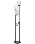 71" Black Three Light Traditional Shaped Floor Lamp With Clear Transparent Glass Novelty Shade