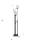 71" Black Three Light Traditional Shaped Floor Lamp With Clear Transparent Glass Novelty Shade