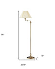 59" Bronze Metal Swing Arm Floor Lamp With Beige Fabric Empire Shade