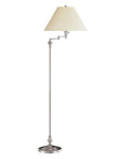 59" Nickel Swing Arm Floor Lamp With Beige Fabric Empire Shade