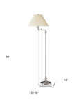 59" Nickel Swing Arm Floor Lamp With Beige Fabric Empire Shade