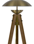 55" Brass Tripod Floor Lamp With Antiqued Brass Dome Shade