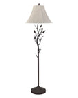 62" Grey Traditional Shaped Floor Lamp With Brown Bell Shade