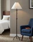57" Black Traditional Shaped Floor Lamp With White Empire Shade