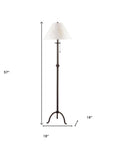 57" Black Traditional Shaped Floor Lamp With White Empire Shade
