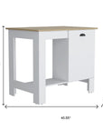 Set of Two Oak and White Wood Kitchen Island And Pantry Cabinet