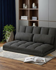 45" Gray Futon Convertible Sleeper Loveseat and Toss Pillows