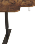 59" Adjustable Brown and Black L Shape Computer Desk