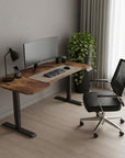 59" Adjustable Brown and Black L Shape Computer Desk