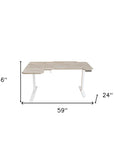 59" Adjustable Light Khaki and White L Shape Standing Desk