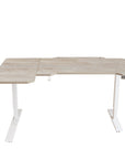 59" Adjustable Light Khaki and White L Shape Standing Desk
