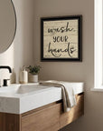 Wash Your Hands Black Framed Bathroom Wall Art