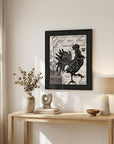 WELCOME TO THE FARM CHICKEN Black Framed Print Wall Art
