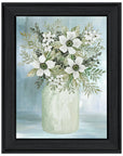 White Blooms Black Framed Print Wall Art