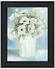 White Blooms Black Framed Print Wall Art