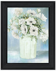 White Blooms Black Framed Print Wall Art