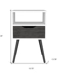 25" Gray And White Wood One Drawer Nightstand